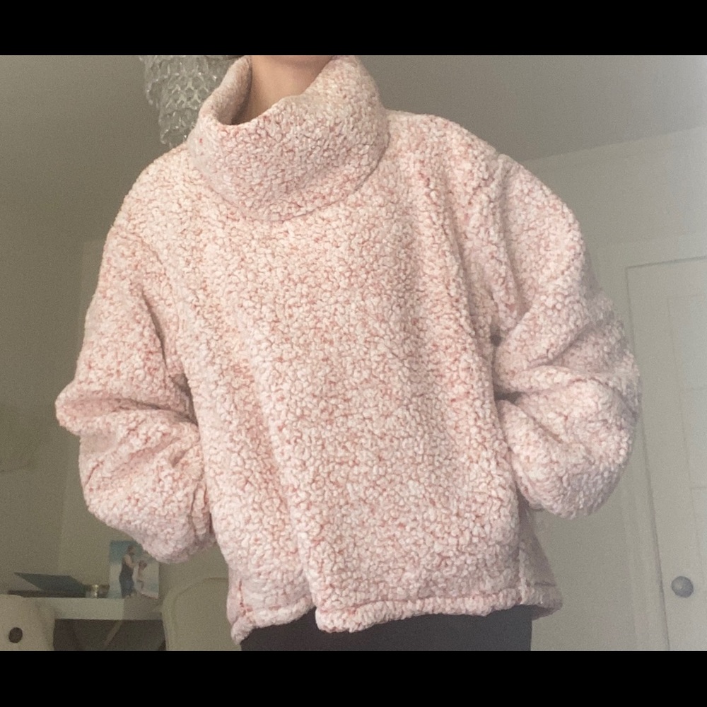 Lululemon oversized turtleneck fuzzy jacket.